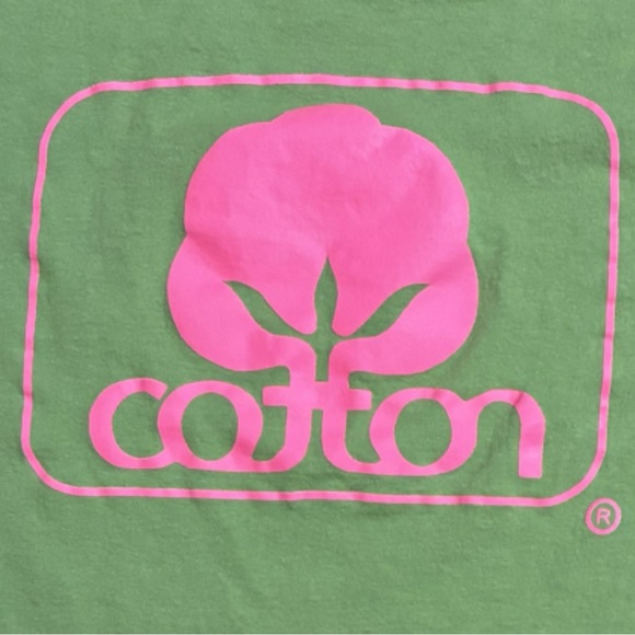 Vintage Cotton Logo Graphic Short Sleeve Tee Pink Green Size Small - Picture 2 of 5